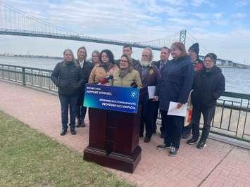 Canadian Labour Congress holds news conference in Windsor, April 7, 2025. (Photo by Maureen Revait) 