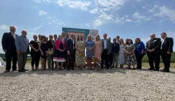 The Fancsy family and local officials celebrate the $40 million donation from the John Fancsy estate, August 12, 2025. (Photo by Maureen Revait) 