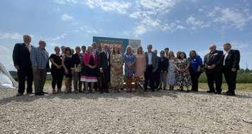 The Fancsy family and local officials celebrate the $40 million donation from the John Fancsy estate, August 12, 2025. (Photo by Maureen Revait) 