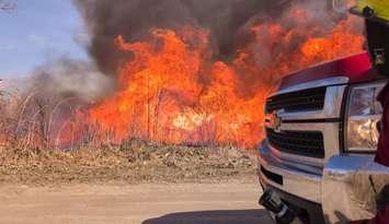 Marsh fire at Walpole Island First Nation March 19, 2025. Photo courtesy of the Walpole Island Fire Department via Facebook. 