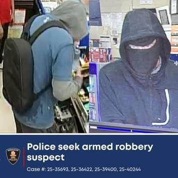 The suspect wanted for a series of armed robberies (Photo by: Windsor police)