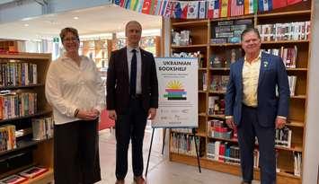 The Ukrainian Bookshelf is unveiled at the Windsor Public Library John Muir Branch, September 12, 2025. (Photo by Maureen Revait)