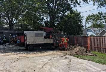 Contractors working at gas leak site behind Wheatley Library (Image courtesy of the Municipality of Chatham-Kent)