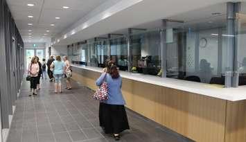 The new customer service booths are seen at the New Windsor City Hall, May 26, 2018. Photo by Mark Brown/Blackburn News.