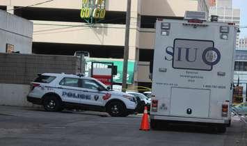 The Special Investigations Unit investigating a scene in downtown Windsor, March 21, 2018. (Photo by Maureen Revait) 